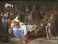 'Esther, Ahasuerus, and Haman', oil on canvas painting by Jan Steen, c. 1668.JPG